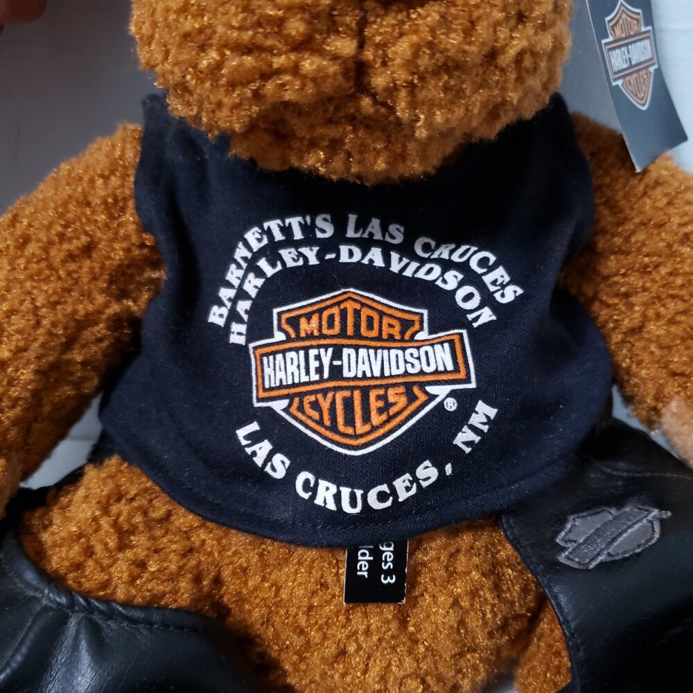 NWT Harley Davidson Biker Club teddy bear vegan leather chaps and shirt 2004 - Picture 3 of 12